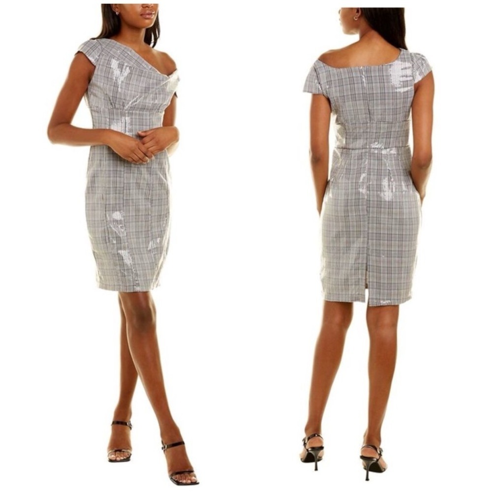 Nwt Eva Franco Tatum Midi Dress Plaid Sequin Midi 8
